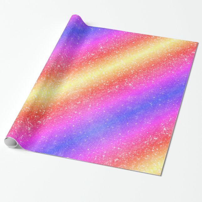 Papel De Presente Trendy Rainbow Glitter (Desenrolado)