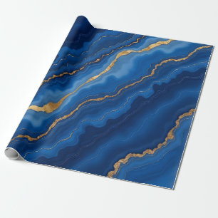 Papel De Presente Trendy Royal Blue Marble Collection
