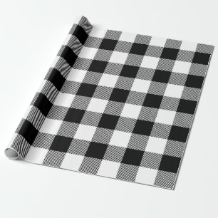 Papel De Presente Trendy Rustic Black and White Buffalo Xadrez