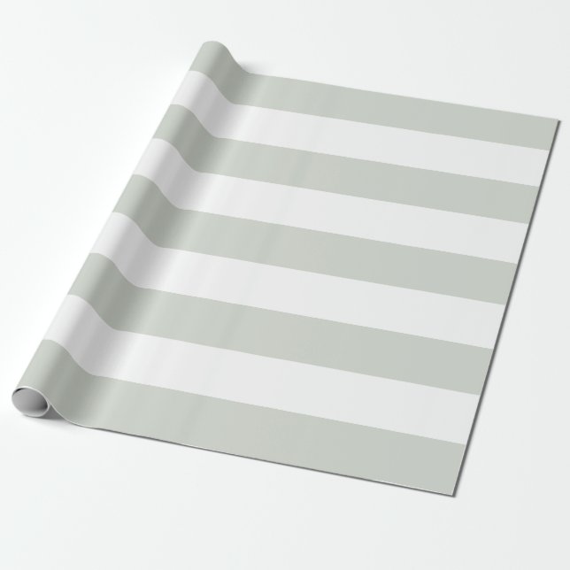 Papel De Presente Trendy Sage Green e White Stripes (Desenrolado)
