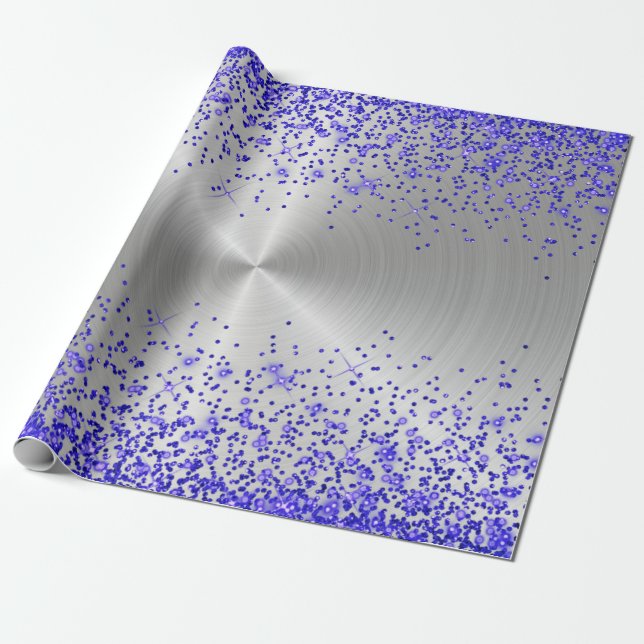 Papel De Presente Trendy Silver Metallic Purple Glitter (Desenrolado)