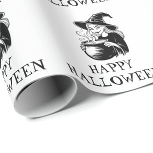 Papel De Presente Trendy Spooky Halloween bruxa Cauldron