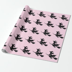 Papel De Presente Trendy Spooky Halloween Bruxa Voando