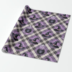 Papel De Presente Trendy Spooky Halloween Chapéu de bruxa e Cauldron