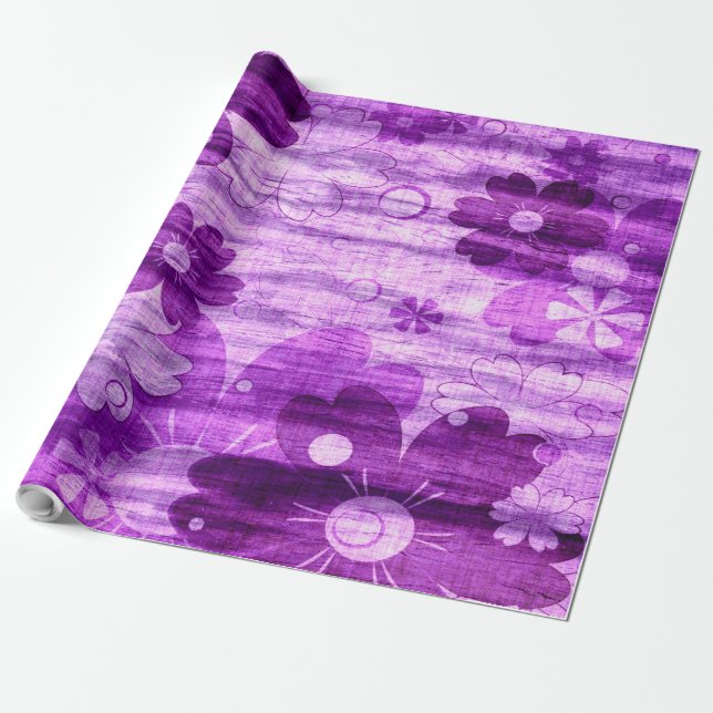 Papel De Presente Trendy Violet Flower Vintage (Desenrolado)