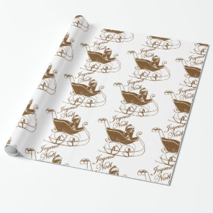Papel De Presente Trenó de cão X'mas de Joyeux Noel Basset Hound d