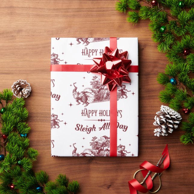 Papel De Presente Trenó Natalício Vintage de Natal (Presente de Natal)