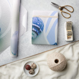 Papel De Presente Três conchas azuis embrulhando papel