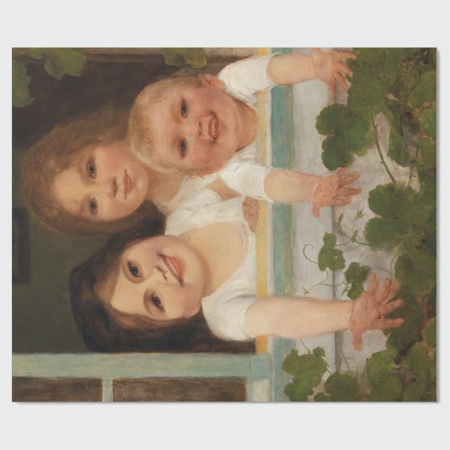 Papel De Presente Três crianças na janela (Aberto)