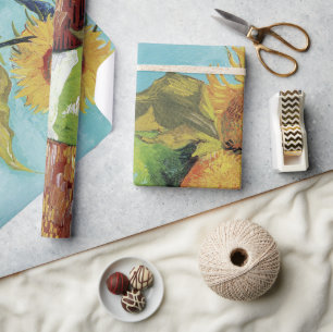 Papel De Presente Três Girassóis em um Vaso por Vincent van Gogh