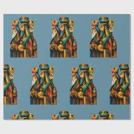 Papel De Presente Três Homens Sábios Arte Abstrata da Natividade