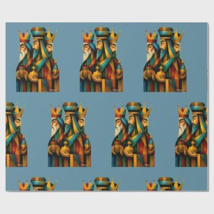 Papel De Presente Três Homens Sábios Arte Abstrata da Natividade