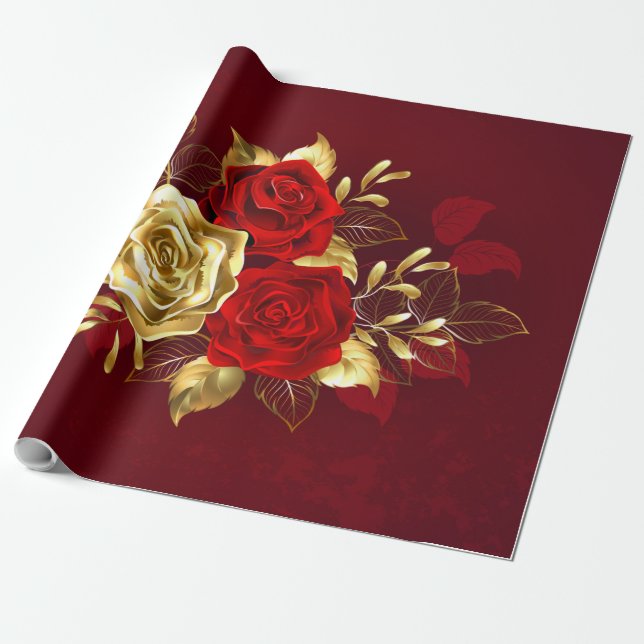 Papel De Presente Três Rosas de joalharia (Desenrolado)