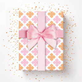 Papel De Presente Trevo de Diamante em Bloco Rosa e Laranja