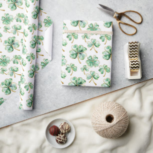 Papel De Presente Trevo de Ouro Verde Dia de São Patrício