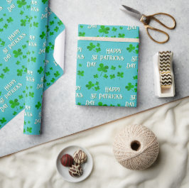 Papel De Presente Trevo de Shamrock Verde Feliz Dia de São Patrício