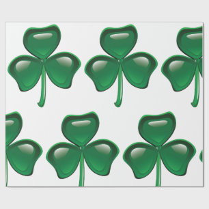 Papel De Presente Trevo de Três Folhas Shamrock Verde