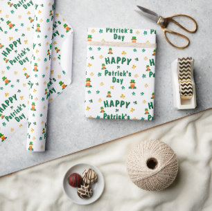 Papel De Presente Trevo de Trevo Verde Duende Dia de São Patrício