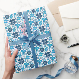 Papel De Presente Trevo do Dia de São Patrício Azul Sortudo