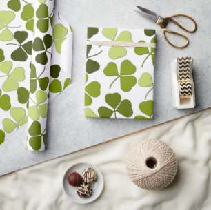Papel De Presente Trevo Verde em uma Variedade de Tons
