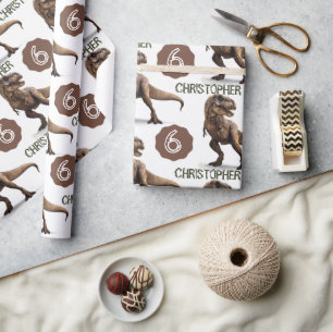 Papel De Presente Trex Aniversário de criança do Partido Dinossauro