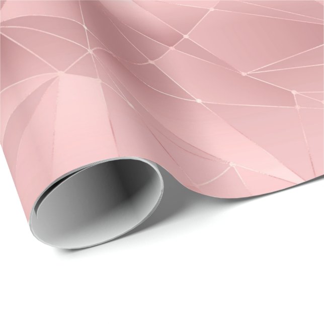 Papel De Presente Triângulo Geométrico Rosa Glam Bling Moderno Elega (Ponta do rolo)