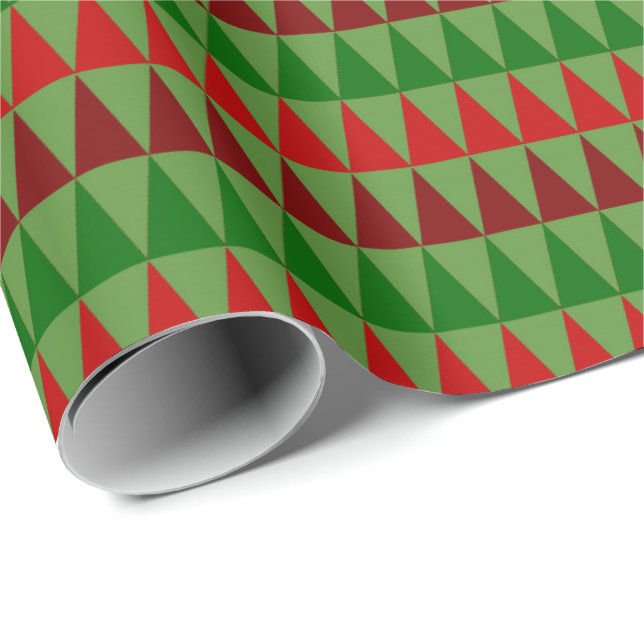 Papel De Presente Triângulo Vermelho Verde Vermelho Clássico de Mola (Ponta do rolo)