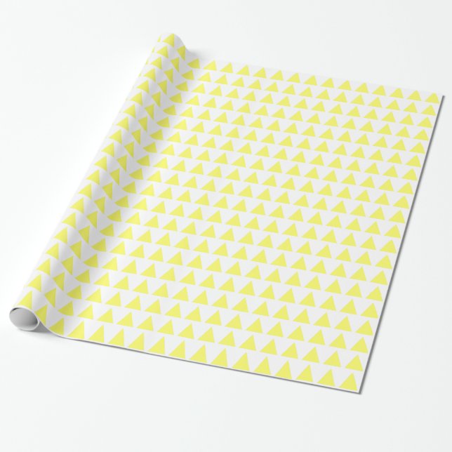 Papel De Presente Triângulos - Amarelo claro em branco (Desenrolado)