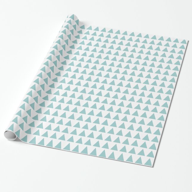 Papel De Presente Triângulos - Azul claro verde em branco (Desenrolado)
