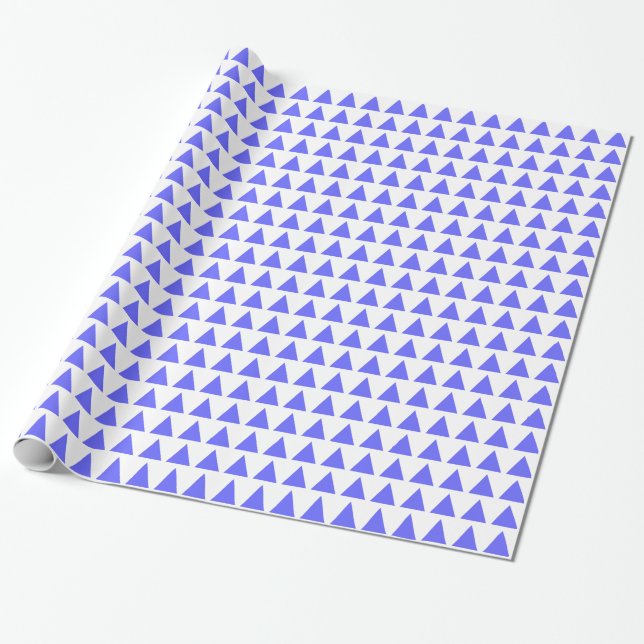 Papel De Presente Triângulos - Azul elétrico em branco (Desenrolado)