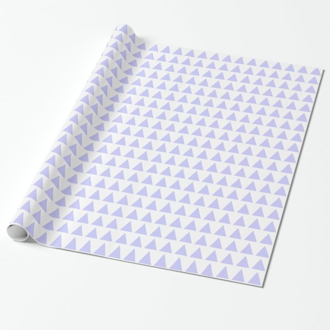 Papel De Presente Triângulos - Azul em Pó Branco (Desenrolado)