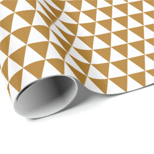 Papel De Presente Triângulos Branco e Dourado Mate