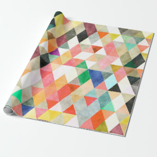 Papel De Presente Triângulos de Aquarela PixDezines Boho/Geométrico