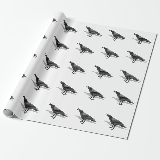 Papel De Presente Triângulos Geométricos Cubist Negro e Branco (Desenrolado)