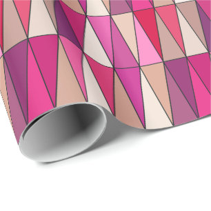 Papel De Presente Triângulos Geométricos Modernos, Violeta, Rosa e