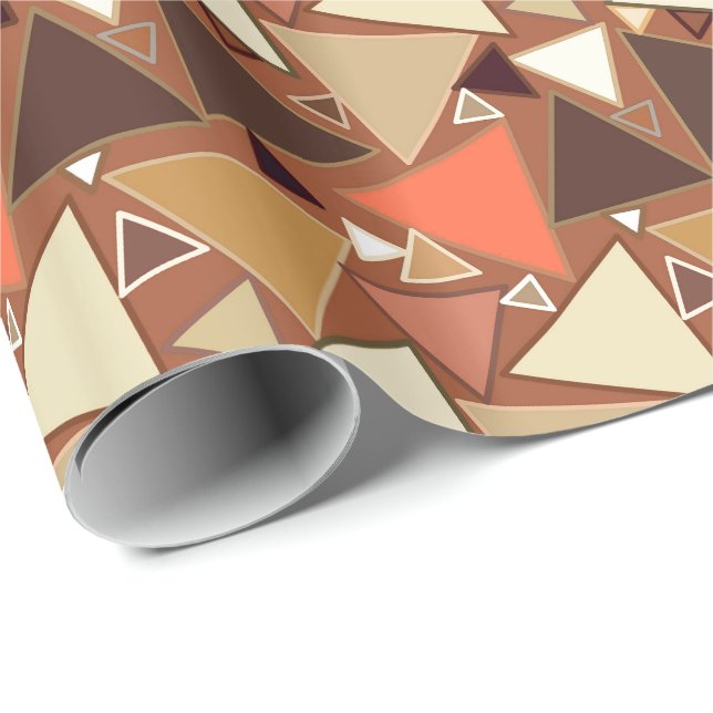 Papel De Presente Triângulos Modernos do Século médio, Tan, Brown e  (Ponta do rolo)