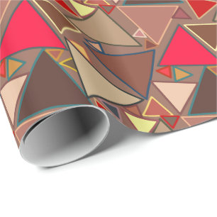 Papel De Presente Triângulos Modernos do Século médio, Taupe, Marrom