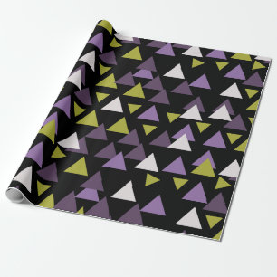 Papel De Presente Triângulos padrão Abacate e Roxo