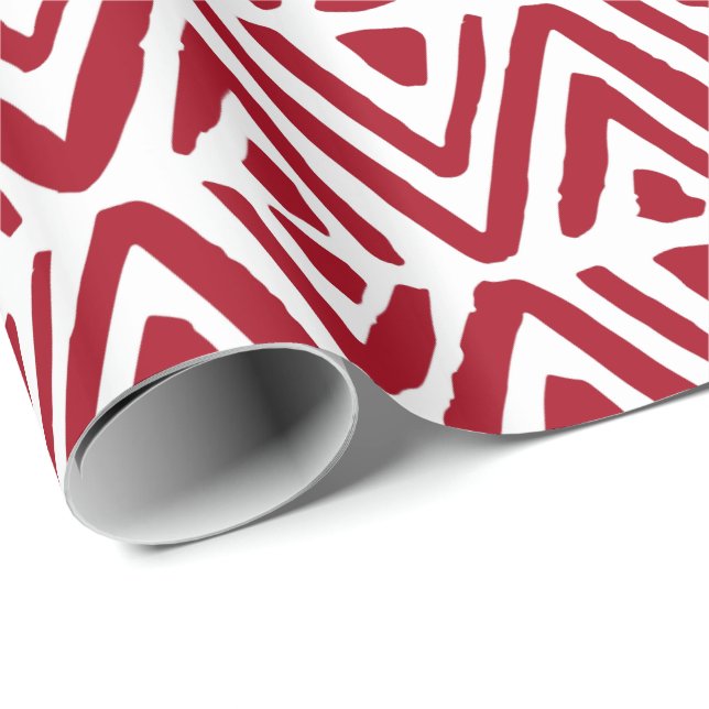 Papel De Presente Triângulos Pintados à Mão, Linhas de Diamantes de  (Ponta do rolo)