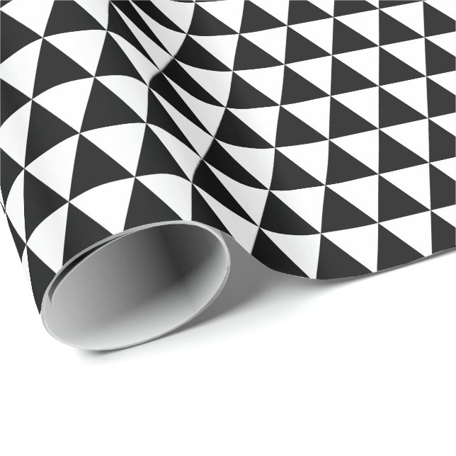 Papel De Presente Triângulos Preto e Branco (Ponta do rolo)
