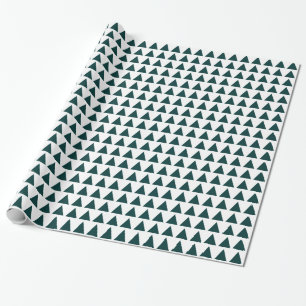 Papel De Presente Triângulos - Verde escuro em branco
