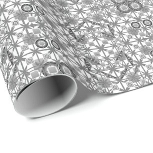 Papel De Presente Tribal Batik - cinzas / cinzas, preto e branco