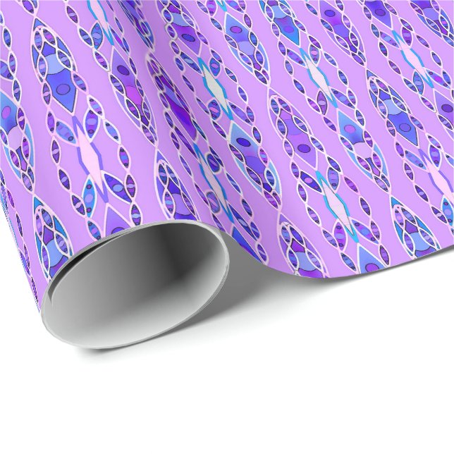 Papel De Presente Tribal Batik - Lavanda, Azul e Violeta (Ponta do rolo)