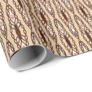 Papel De Presente Tribal Batik - Tan, Dark Brown e Cream