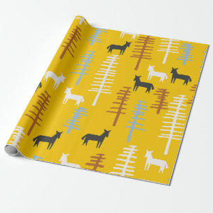 Papel De Presente Tribal com cavalos e árvores, criativo