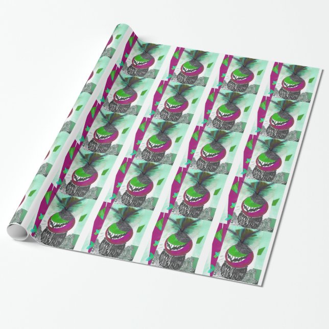 Papel De Presente Tribal Design Green (Desenrolado)