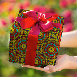 Papel De Presente Tribal Geométrico Azul Amarelo Amarelo Azul legal