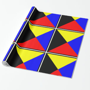 Papel De Presente Tribo Zulu: azul, vermelho, preto, amarelo