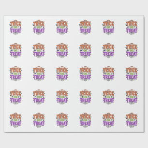 Papel De Presente Trick Halloween Treat Aranha Divertida Teia Retro_