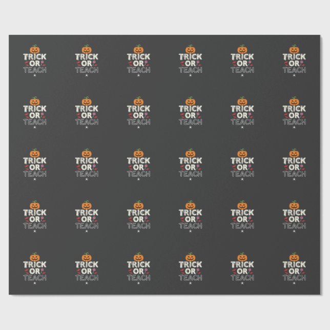 Papel De Presente Trick or Teach Design de Professor de Halloween (2 (Aberto)